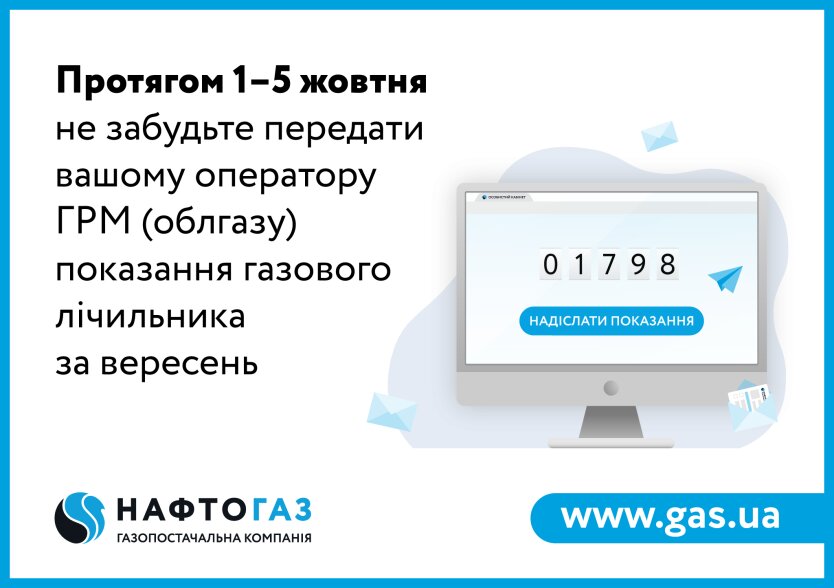 Коли потрібно передавати показники за газ – нагадування від Нафтогазу