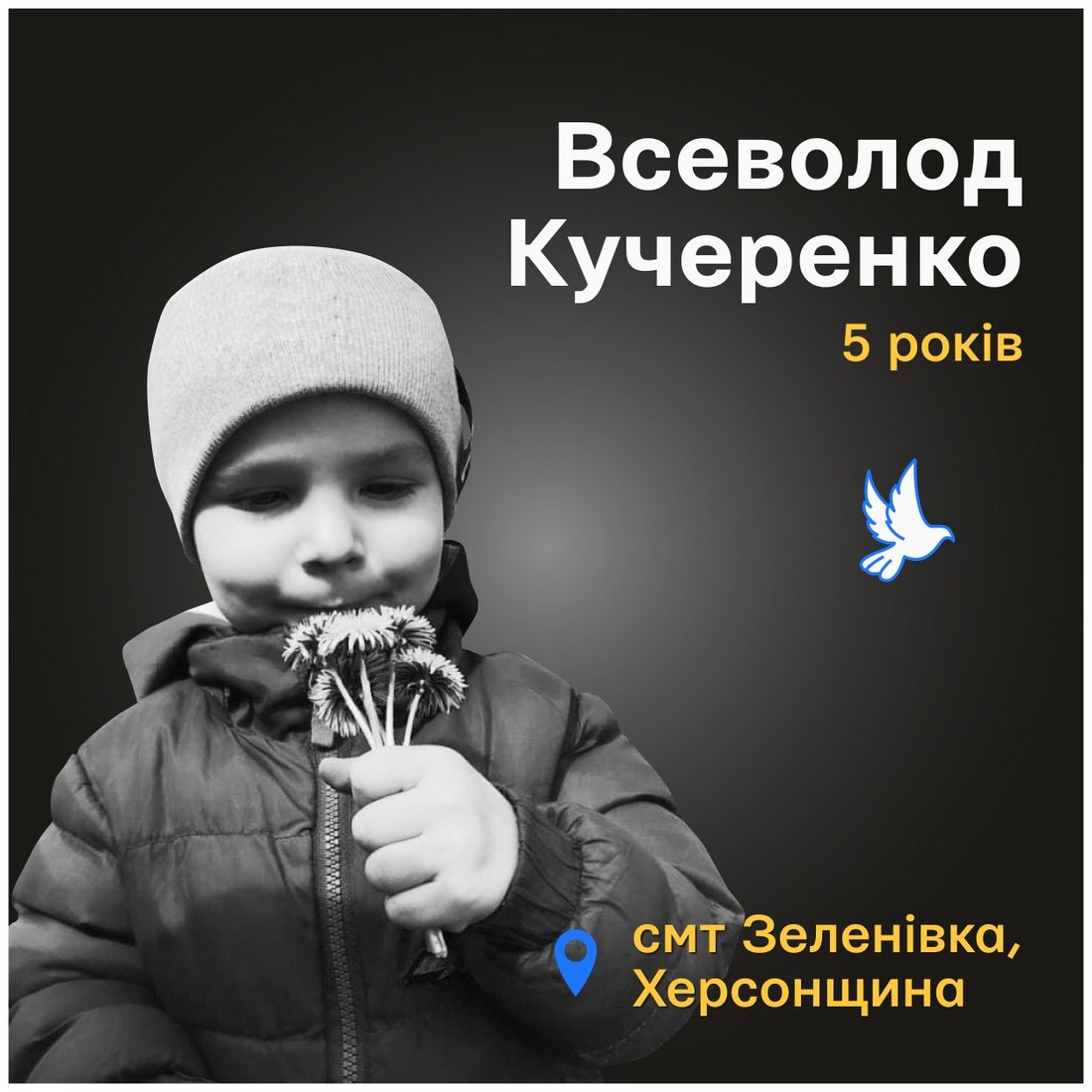 Меморіал: вбиті росією. Всеволод Кучеренко, 5 років, Херсонщина, травень