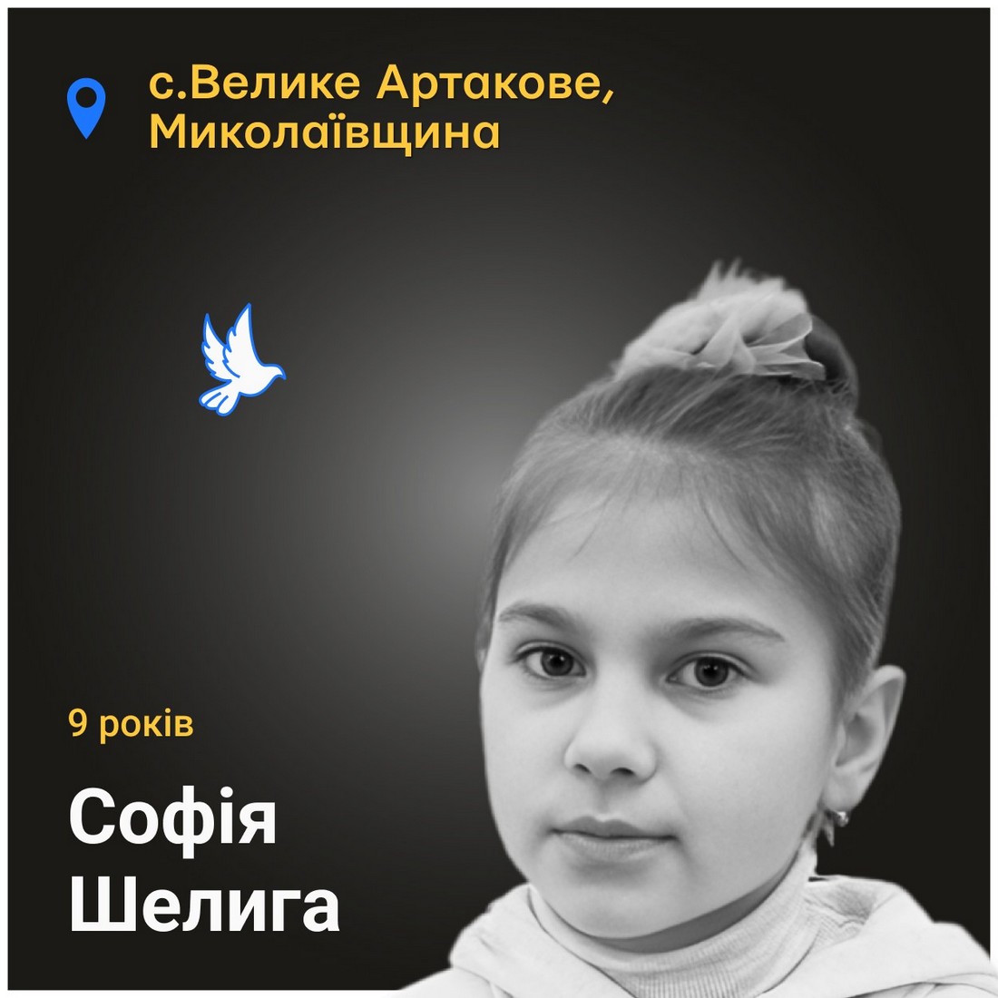 Меморіал: вбиті росією. Софія Шелига, 9 років, Миколаївщина, травень