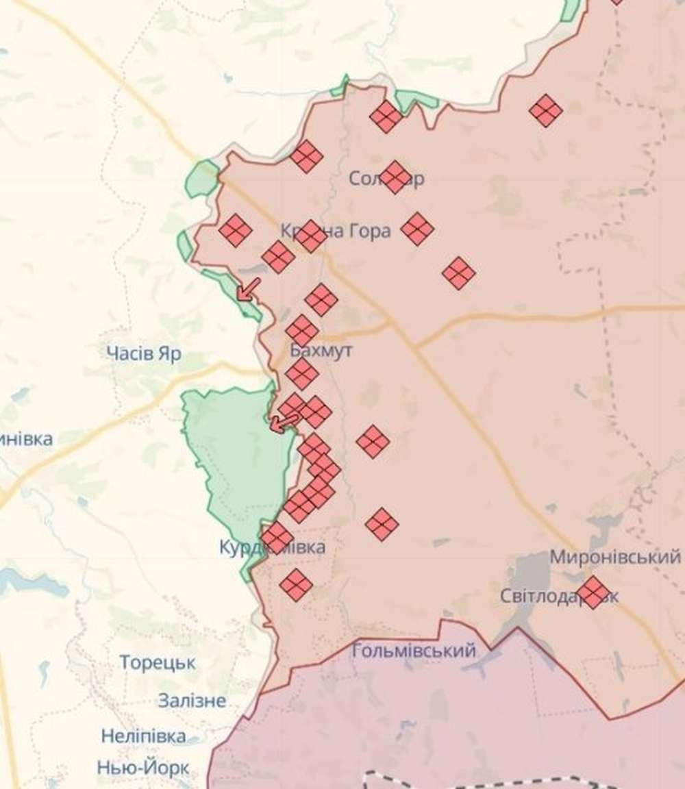 Бахмутський напрямок, карта бойових дій