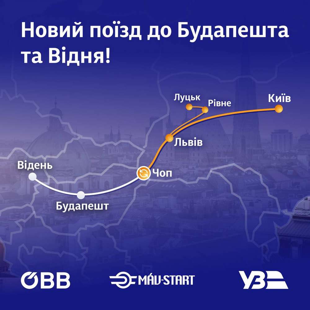  УЗ запускає новий маршрут до Будапешта та Відня: з яких міст можна доїхати 