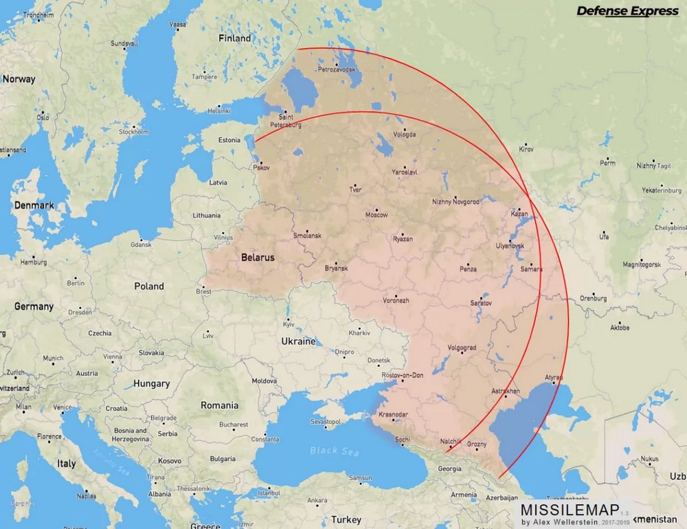 Мапа РФ із зонами ураження українських беспілотників