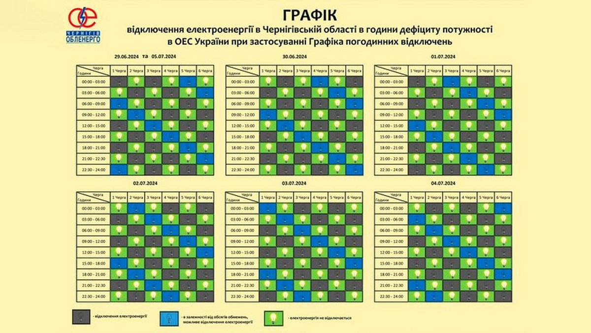 Відключення електроенергії – в одній з областей України світла не буде максимум по три години 