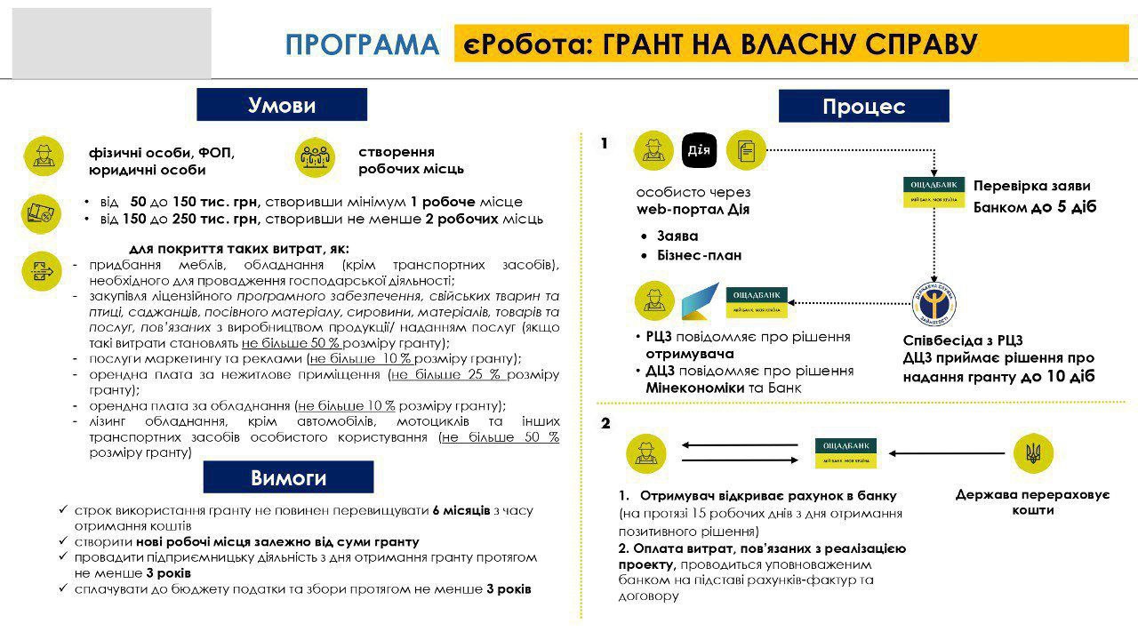 Гранти через «єРобота»: 6 видів допомоги