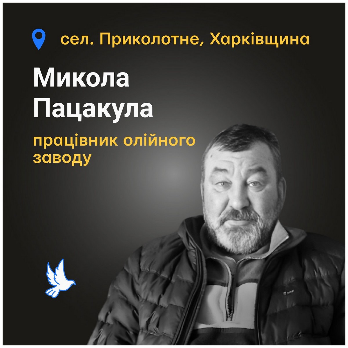 Меморіал: вбиті росією. Микола Пацакула, 57 років, Харківщина, серпень