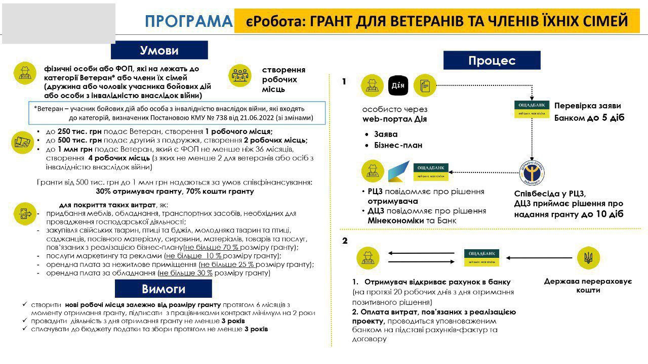 Гранти через «єРобота»: 6 видів допомоги