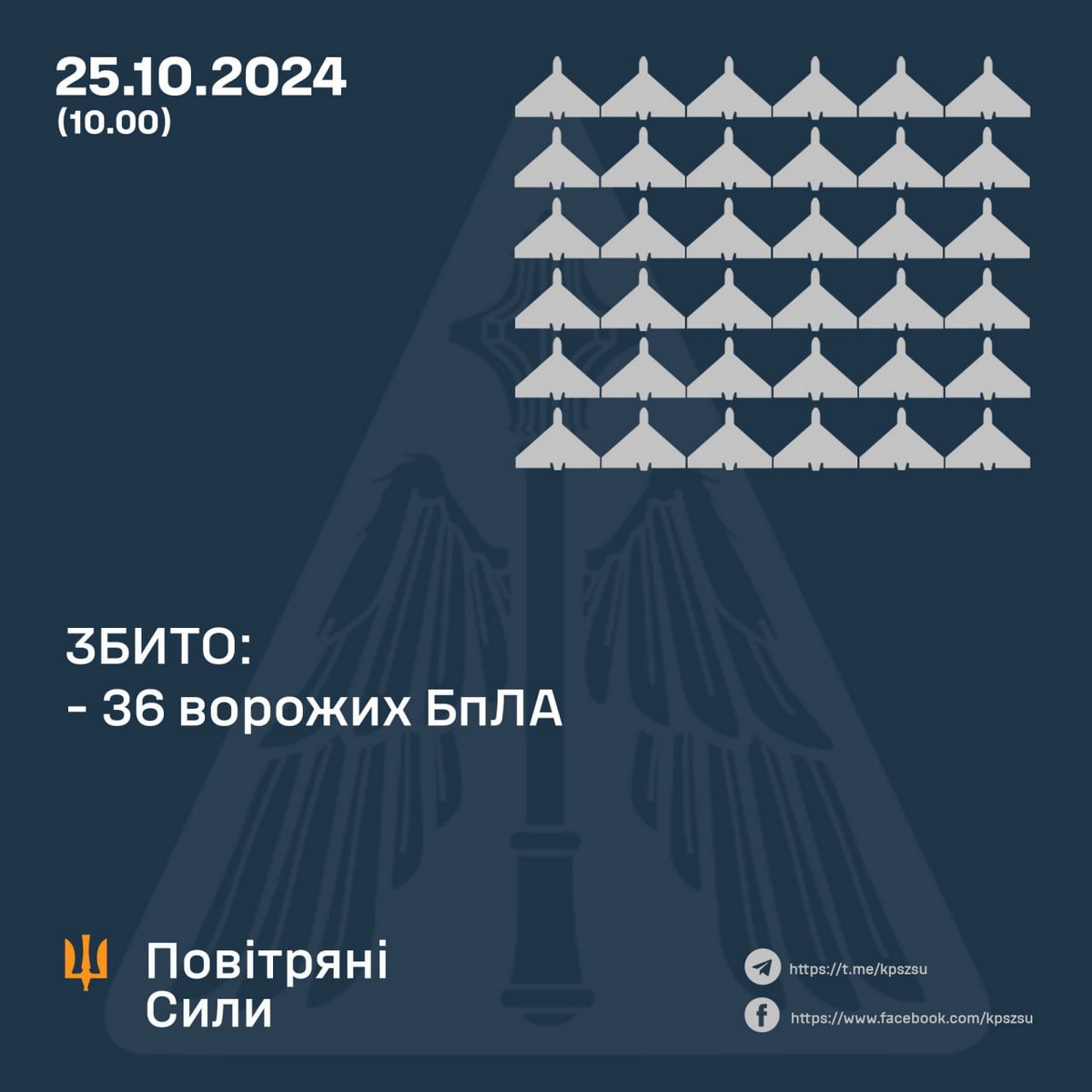 Нічна повітряна атака 25 жовтня: армія РФ запустила десятки дронів – що відомо