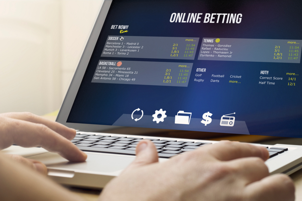 betting online on a laptop