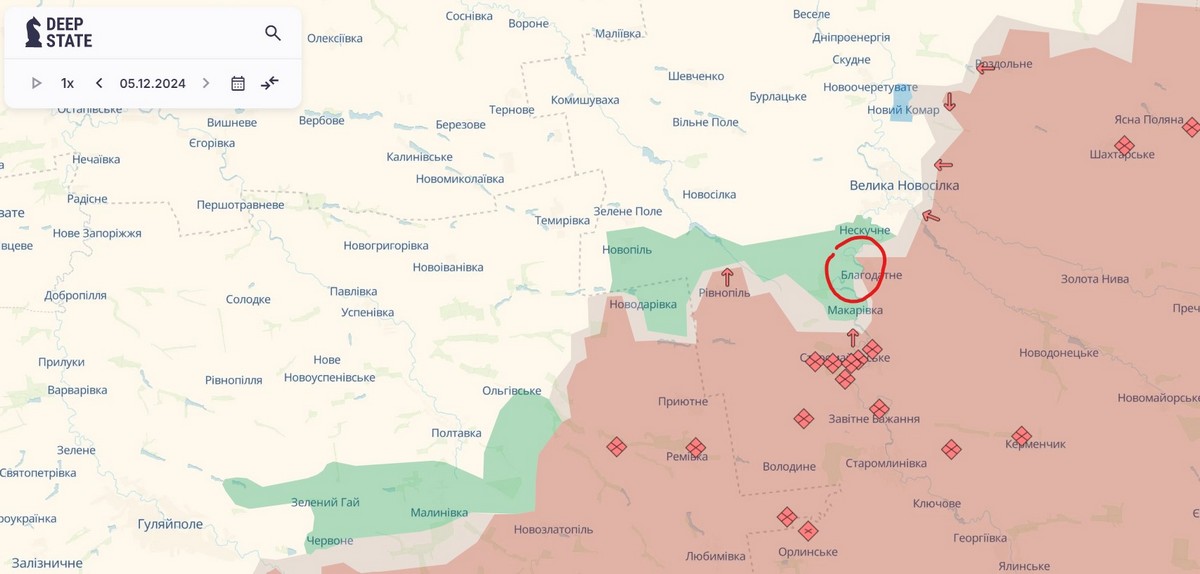 5 грудня на фронті: ЗСУ відновили контроль над Новим Комаром, ворог окупував Благодатне і просунувся на 9 ділянках