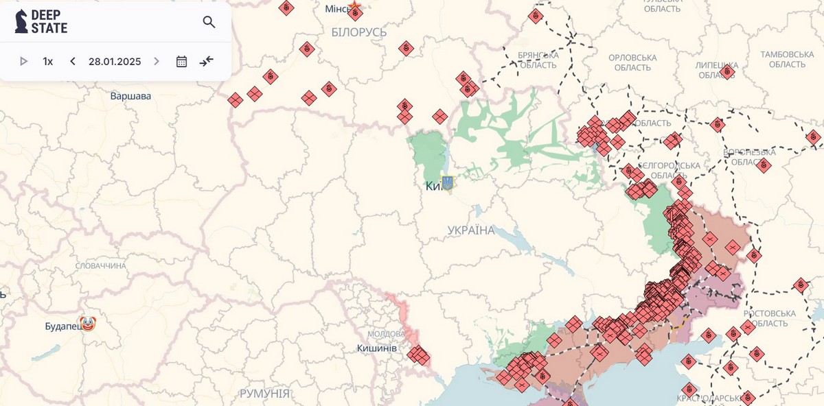 29 січня на фронті: 193 зіткнення, мінус 1670 солдат у РФ, ворог окупував Велику Новосілку за даними DeepState